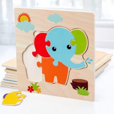Puzzle en Bois - PuzzlePals™ - Éléphant - enseigneduque